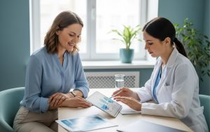 Consultation médicale sur le dépistage du papillomavirus chez la femme.