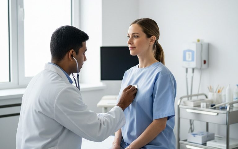 Consultation médicale pour des problèmes d'audition liés aux acouphènes.